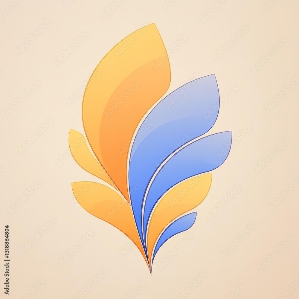 Poster modern gradient leaf logo design - abstract vector illustration with colorful and elegant artistic e