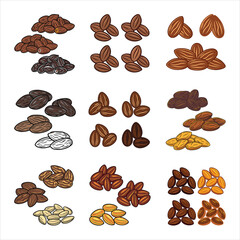 Elegant Piles of Dried Dates – Realistic Vector Illustration