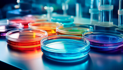 Colorful Petri Dishes in a Laboratory Setup for Scientific Research