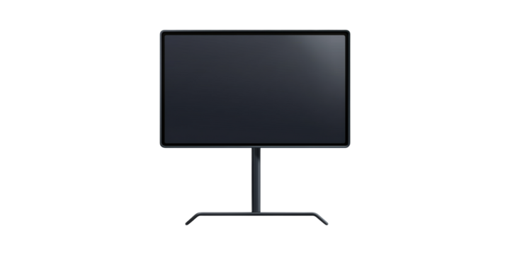 Square display monitor on stand isolated on transparent background