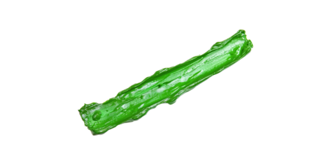 Green paint brush stroke with textured surface isolated on transparent background