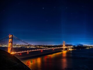 Fototapeta premium Golden Gate Bridge Under a Starry Night