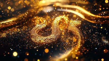 Golden Swirls Of Glittering Stardust Dance Across A Dark Canvas, A Celestial Ballet Of Light And Shimmer