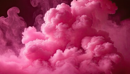 Fototapeta premium Pink Cloud Formation: An abstract and ethereal image features a vibrant cloud of pink smoke or vapor, creating a visually stunning and artistic composition with a sense of mystery.