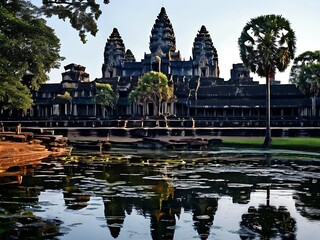 Fototapeta premium Angkor Wat Temple Reflecting in the Still Water
