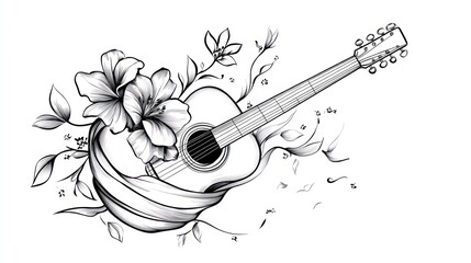 Floral Acoustic Guitar Design
