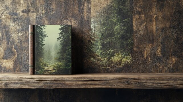 Generic Mockup Hardcover Moment Brown Text Logo Wooden