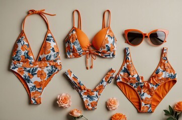 Bright floral swimwear collection on display
