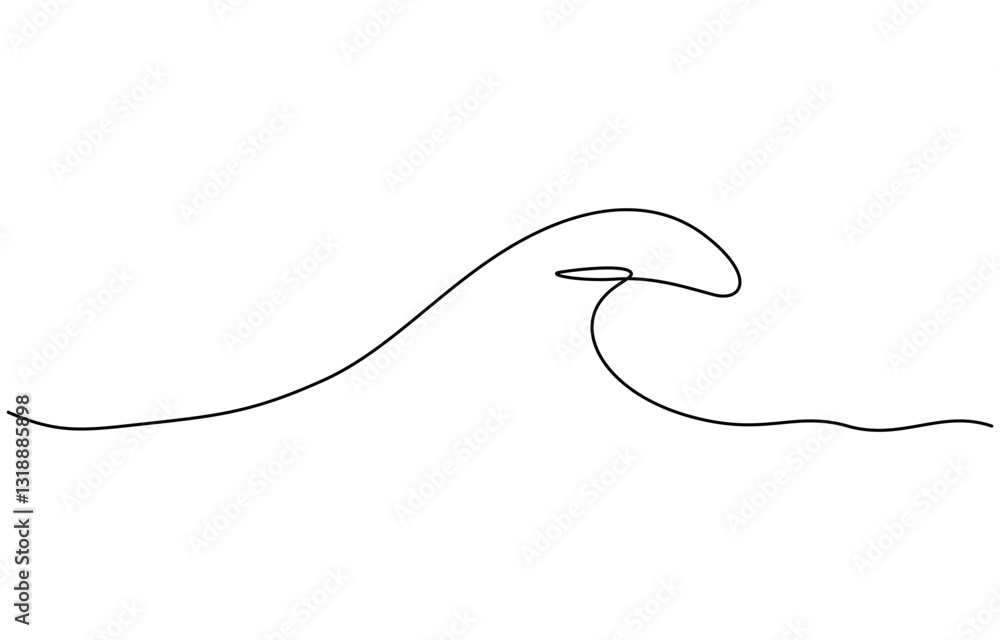 Poster ocean sea wave one line drawing art continuous line, one continuous line drawing of sea wave. modern