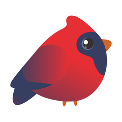 Cartoon northern cardinal bird isolated. Flat style