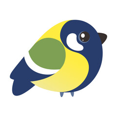 Cartoon tit bird isolated. Flat style