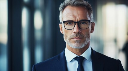 Fototapeta premium Confident business professional in formal attire, embodying leadership and professionalism. 