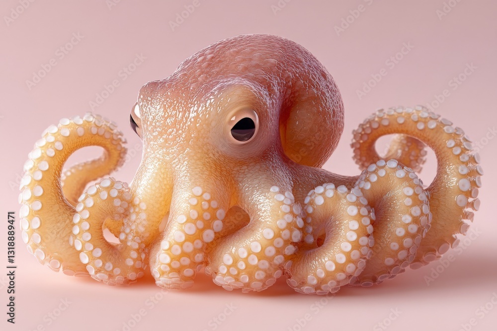 Aufkleber colorful octopus displaying intricate tentacle patterns against a soft pink background in a calm und