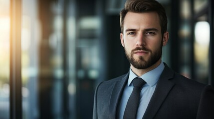 Fototapeta premium Confident business professional in formal attire, embodying leadership and professionalism. 