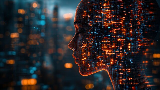 Futuristic AI profile, digital art