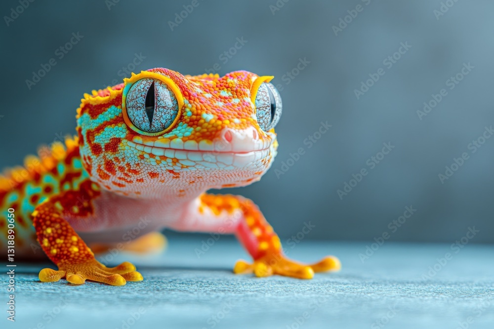 Aufkleber colorful gecko posing on a surface with vibrant patterns and expressive eyes in a close-up capture