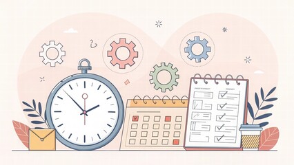Time Management Tools for Productivity and Planning Illustration
