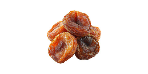 Obraz premium Dried apricots piled together isolated on transparent background