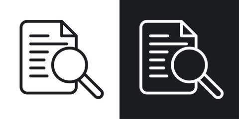 Case studies icons set in black and white stroke lines
