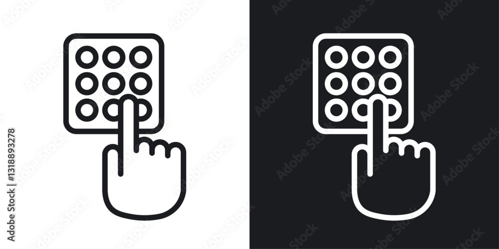 Poster code lock icons set in black and white stroke lines