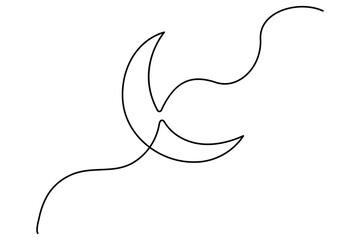 Crescent moon continuous single line drawing art of isolated outline vector illustration
