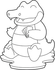 Crocodile Poker Poker cards Animal Vector Graphic Art Illustration