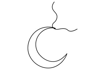 Crescent moon continuous single line drawing art of isolated outline vector illustration
