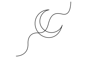 Crescent moon continuous single line drawing art of isolated outline vector illustration
