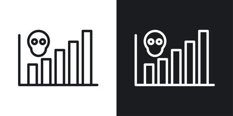 Death rate growth icons set in black and white stroke lines