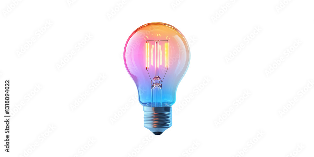 Poster colorful light bulb with gradient effect isolated on transparent background