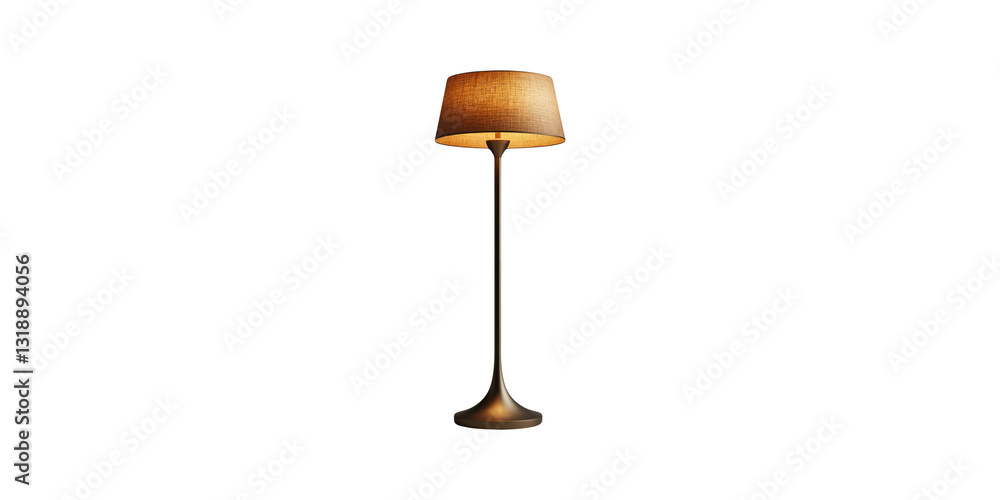 Poster elegant floor lamp with beige shade isolated on transparent background