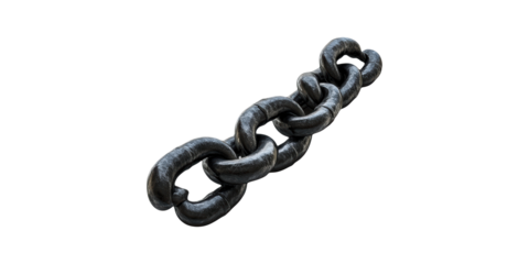 Steel chain link isolated on transparent background