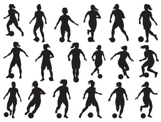 FEMALE FOOTBALLERS SILHOUETTE