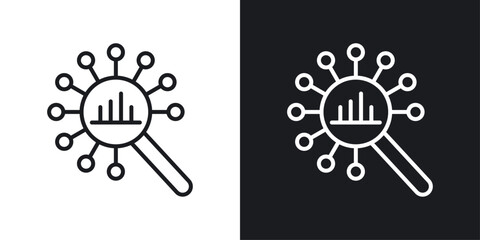 Gathering information icons set in black and white stroke lines
