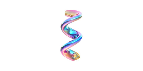Vibrant colorful twisted dna helix isolated on transparent background
