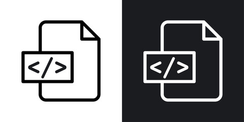 HTML script icons set in black and white stroke lines