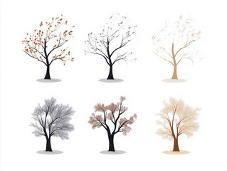 Obraz premium Icônes d'arbres en hiver en flat design sur fond blanc