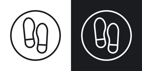 Imprint soles shoes icons set in black and white stroke lines