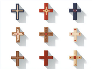 Obraz premium Icônes de croix en flat design sur fond blanc