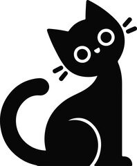 Funny cat vector silhouette in pose