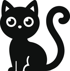 Funny cat vector silhouette in pose