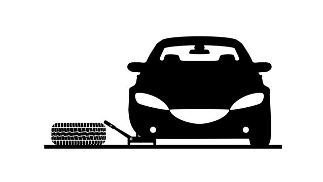 tire change symbol, black isolated silhouette