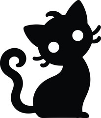 Funny cat vector silhouette in pose