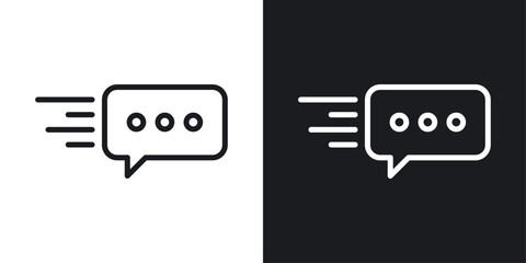 Quick Message icons set in black and white stroke lines