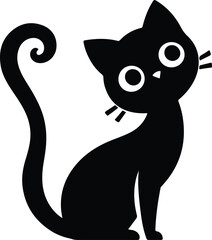 Funny cat vector silhouette in pose