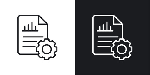 Report icons set in black and white stroke lines