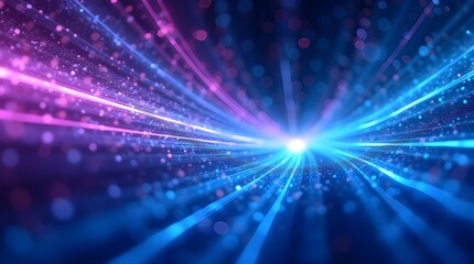 Obraz premium Futuristic neon waves in blue and pink flowing on a dark background. Abstract digital energy, perfect for technology, sci-fi, and modern design concepts