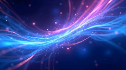 Futuristic neon waves in blue and pink flowing on a dark background. Abstract digital energy, perfect for technology, sci-fi, and modern design concepts