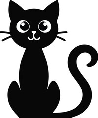 Funny cat vector silhouette in pose
