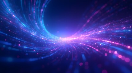 Naklejka premium Futuristic neon waves in blue and pink flowing on a dark background. Abstract digital energy, perfect for technology, sci-fi, and modern design concepts